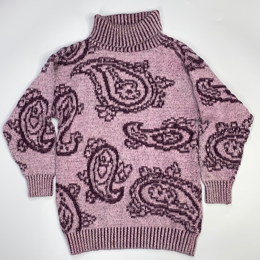 Vintage Paris Sport Club Turtleneck Paisley Sweater Large
